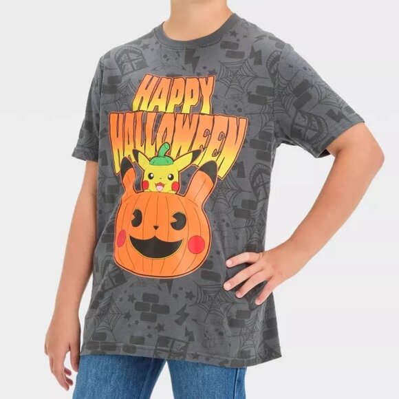 Boys Girls Child HAPPY HALLOWEEN Pokemon T-Shirt Size XS S M L XL Pikachu NWT - Picture 1 of 3